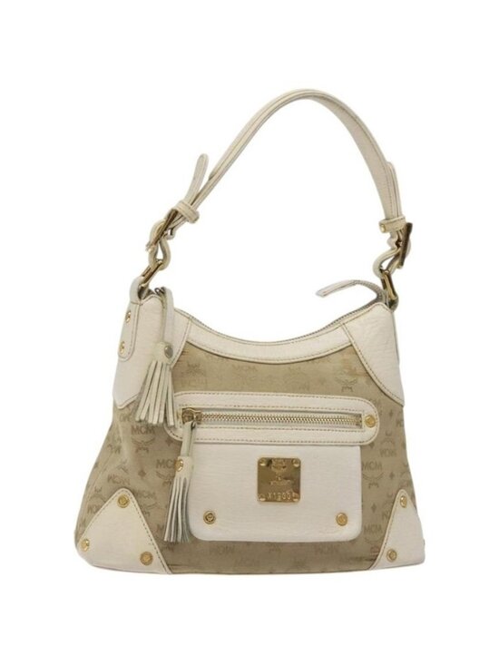 MCM Handbags - Authentic MCM Vicetos Logogram Shoulder Bag Canvas Beige Gold